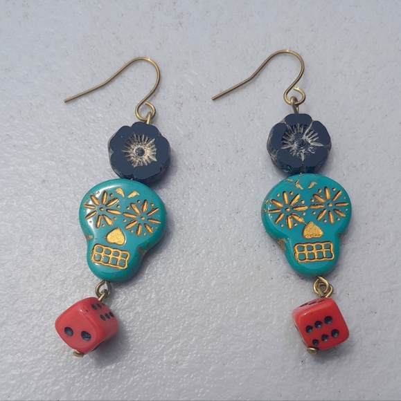 Handmade 'Quirky Skulls' Dangles - Picture 1 of 4